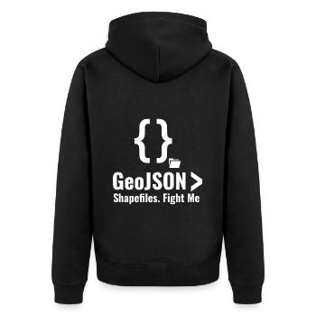 Débat sur le format de données GIS GeoJSON Shapefiles - Veste à capuche bio Premium Unisexe - noir - Dos - Nico (187cm)
