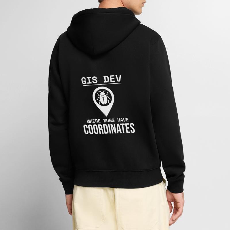 GIS Dev Debugging Coordinates Geospatial Bug Unisex Premium Organic Zip Hoodie