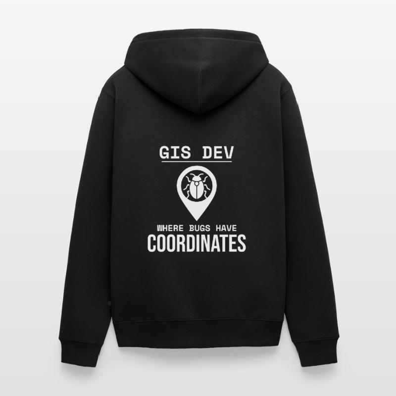 GIS Dev Debugging Coordinates Geospatial Bug Unisex Premium Organic Zip Hoodie