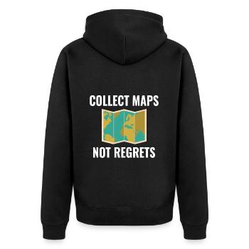 Collect Maps Not Regrets GIS Travel - Unisex Premium Organic Zip Hoodie - black - Back - Nico (187cm)