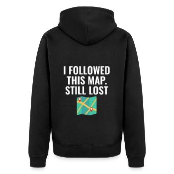 I Followed This Map Still Lost Funny GIS - Unisex Premium Organic Zip Hoodie - black - Back - Nico (187cm)