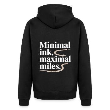 Minimal Ink Maximal Miles GIS Road Map - Unisex Premium Organic Zip Hoodie - black - Back - Nico (187cm)