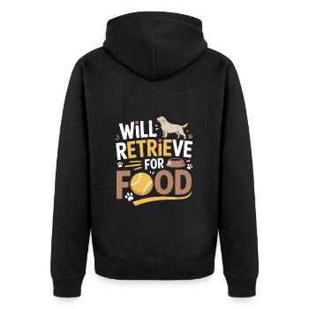 Wird für Futter apportieren Labrador Lustiger Hund - Unisex Premium Bio Zip Hoodie - Schwarz - Hinten - Nico (187cm)