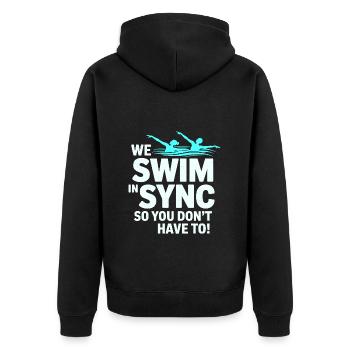 Synchronschwimmen Schwimmer Wassersportler - Unisex Premium Bio Zip Hoodie - Schwarz - Hinten - Nico (187cm)