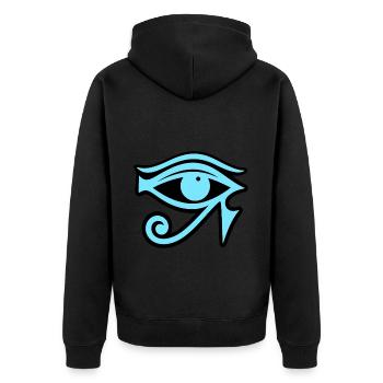 Symbole de l’œil d’Horus en Égypte - Veste à capuche bio Premium Unisexe - noir - Dos - Nico (187cm)