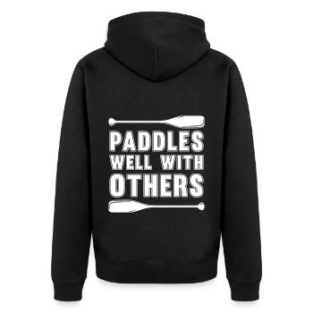Rafting Wildwasser Kanu Kajak - Unisex Premium Bio Zip Hoodie - Schwarz - Hinten - Nico (187cm)
