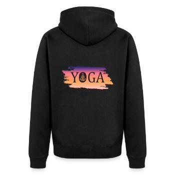 Yoga Namaste - Unisex Premium Bio Zip Hoodie - Schwarz - Hinten - Nico (187cm)