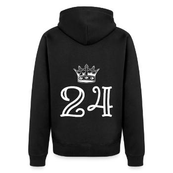 24 Zahl Krone - Unisex Premium Bio Zip Hoodie - Schwarz - Hinten - Nico (187cm)
