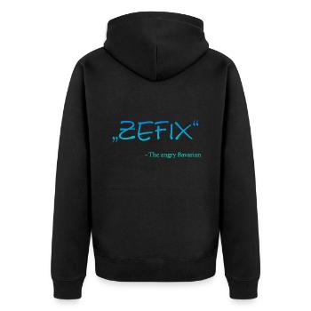 Zefix The angry Bavarian - Unisex Premium Bio Zip Hoodie - Schwarz - Hinten - Nico (187cm)