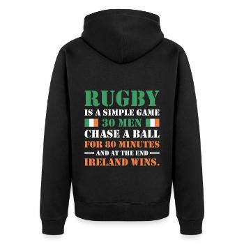 Le rugby est un jeu simple Irlande Rugby - Veste à capuche bio Premium Unisexe - noir - Dos - Nico (187cm)