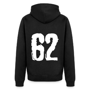 62 number jersey - Unisex Premium Organic Zip Hoodie - black - Back - Nico (187cm)