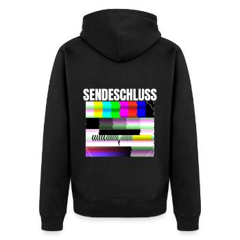 Testbild Röhrenbildschirm Testbild Sendepause 80s - Unisex Premium Bio Zip Hoodie - Schwarz - Hinten - Nico (187cm)