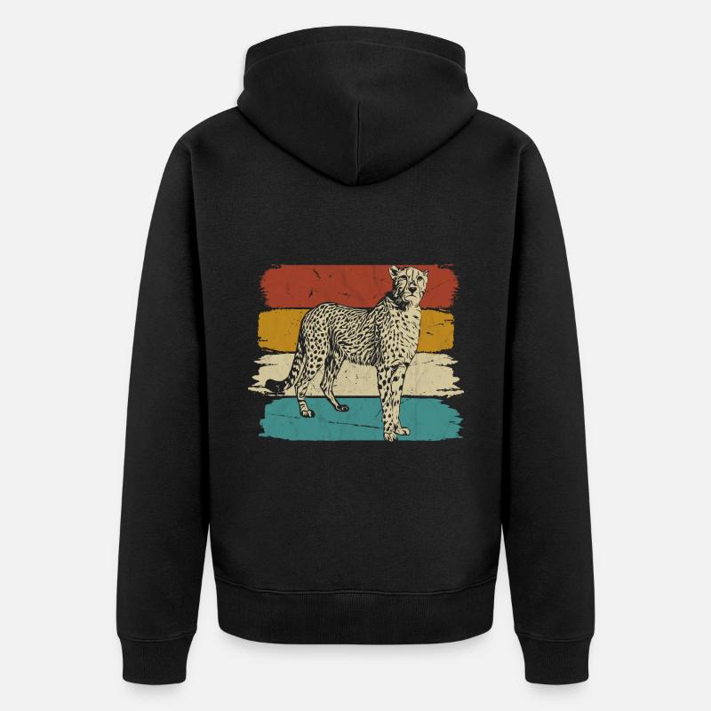 Guépard faune rétro - Veste à capuche bio Premium Unisexe - noir