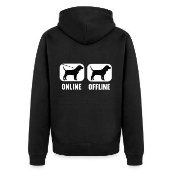 Online Offline Beagle Dog Dog Lover Dogs - Unisex Premium Organic Zip Hoodie - black - Back - Nico (187cm)
