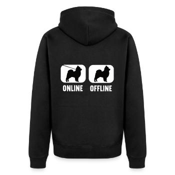 Online Offline Pomeranian Spitz Spitz Lovers - Unisex Premium Organic Zip Hoodie - black - Back - Nico (187cm)