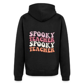 Teacher Halloween Ghost Spooky Teacher - Unisex Premium Organic Zip Hoodie - black - Back - Nico (187cm)