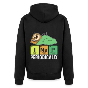 Ich mache regelmäßig ein Nickerchen, lustiges Nick - Unisex Premium Bio Zip Hoodie - Schwarz - Hinten - Nico (187cm)