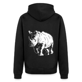 Rhino Sketch Rhinoceros Safari Wildtierliebhaber - Unisex Premium Bio Zip Hoodie - Schwarz - Hinten - Nico (187cm)