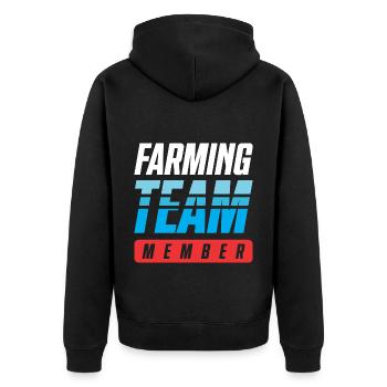 Farming Team - Unisex Premium Bio Zip Hoodie - Schwarz - Hinten - Nico (187cm)