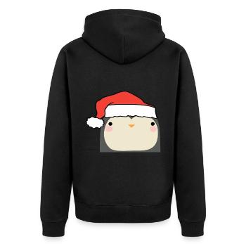 Weihnachten Pinguin - Unisex Premium Bio Zip Hoodie - Schwarz - Hinten - Nico (187cm)