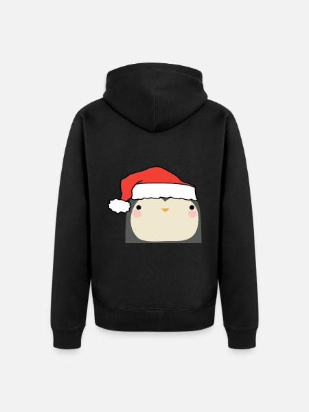 Christmas Penguin - Unisex Premium Organic Zip Hoodie - black