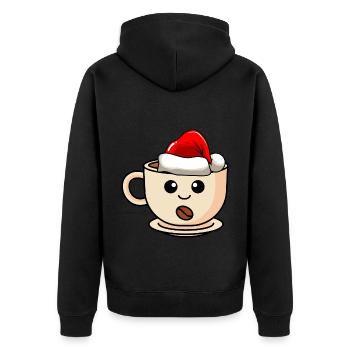 Kaffee Weihnachten Comic Xmas - Unisex Premium Bio Zip Hoodie - Schwarz - Hinten - Nico (187cm)