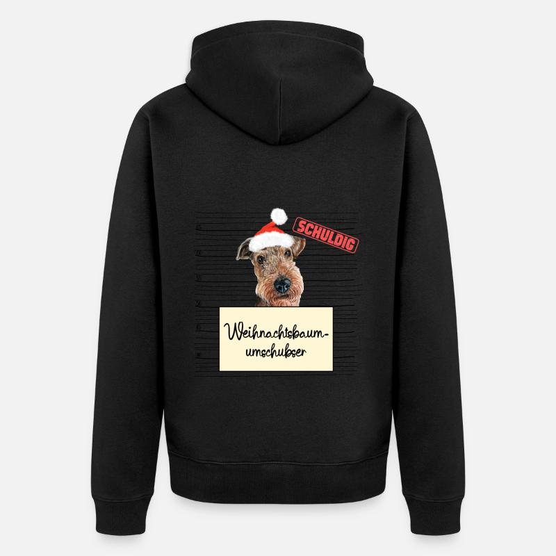 Weihnachtsbaum Umschubser Airedale Terrier - Unisex Premium Bio Zip Hoodie - Schwarz