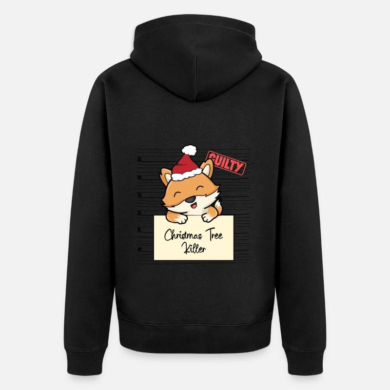 Weihnachtsbaum Umschubser Fuchs - Unisex Premium Bio Zip Hoodie - Schwarz