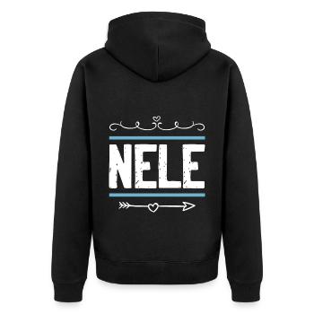 Nele - Unisex Premium Bio Zip Hoodie - Schwarz - Hinten - Nico (187cm)