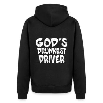 God's Drunkest Driver 7 - Unisex Premium Organic Zip Hoodie - black - Back - Nico (187cm)