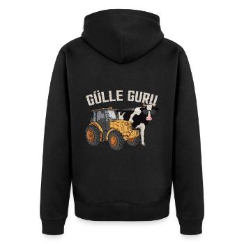 Cow Tractor Funny Farmer Manure - Unisex Premium Organic Zip Hoodie - black - Back - Nico (187cm)