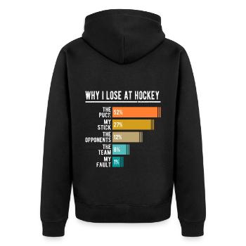 Lustiges Eishockey - Unisex Premium Bio Zip Hoodie - Schwarz - Hinten - Nico (187cm)