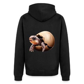 Turtle hatches from the egg - Unisex Premium Organic Zip Hoodie - black - Back - Nico (187cm)
