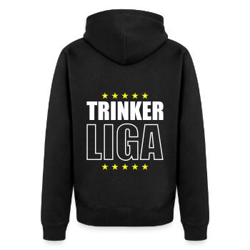 Trinker Liga Party Spruch - Unisex Premium Bio Zip Hoodie - Schwarz - Hinten - Nico (187cm)