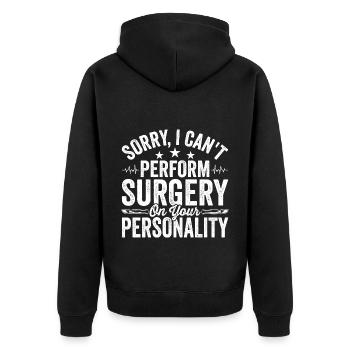 I can't do plastic surgery - Unisex Premium Organic Zip Hoodie - black - Back - Nico (187cm)