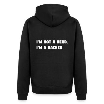 Im Not a Nerd, I'm a Hacker! #TechLife - Unisex Premium Bio Zip Hoodie - Schwarz - Hinten - Nico (187cm)