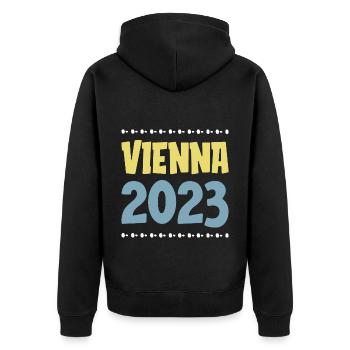 Vienna 2023 Wien - Unisex Premium Organic Zip Hoodie - black - Back - Nico (187cm)