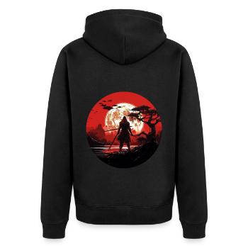 Ninja Warrior Art Print Japanese Stealth Assassin - Unisex Premium Bio Zip Hoodie - Schwarz - Hinten - Nico (187cm)