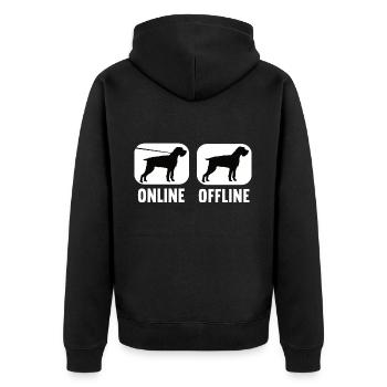 Online Offline Deutsch Drahthaar Jagdhund - Unisex Premium Bio Zip Hoodie - Schwarz - Hinten - Nico (187cm)