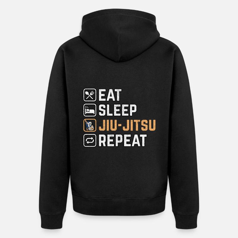 Manger Sommeil Jiu-Jitsu Répéter - Veste à capuche bio Premium Unisexe - noir