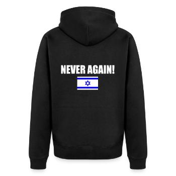 Never again - israel - Veste à capuche bio Premium Unisexe - noir - Dos - Nico (187cm)