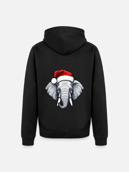 Elephant Head Christmas Xmas - Unisex Premium Organic Zip Hoodie - black