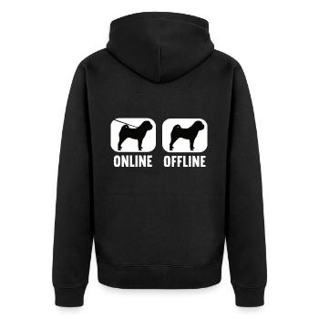 Online Offline Shar Pei Shar Pei Besitzer - Unisex Premium Bio Zip Hoodie - Schwarz - Hinten - Nico (187cm)