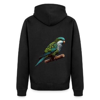 Quäker Papagei Mönch Sittich - Unisex Premium Bio Zip Hoodie - Schwarz - Hinten - Nico (187cm)