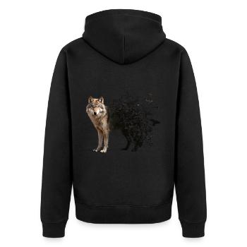 Wolf - Unisex Premium Organic Zip Hoodie - black - Back - Nico (187cm)