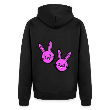 Osterhase Symbol Ostern - Unisex Premium Bio Zip Hoodie - Schwarz - Hinten - Nico (187cm)