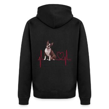 Heartbeat Gift for Dogs - Unisex Premium Organic Zip Hoodie - black - Back - Nico (187cm)