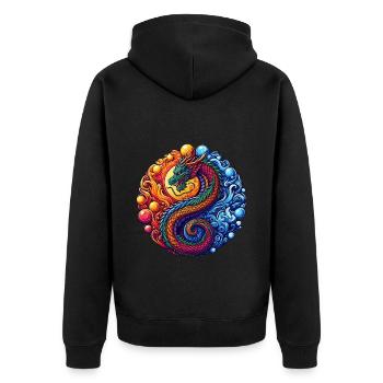 Vibrant Yin Yang Dragon - Veste à capuche bio Premium Unisexe - noir - Dos - Nico (187cm)
