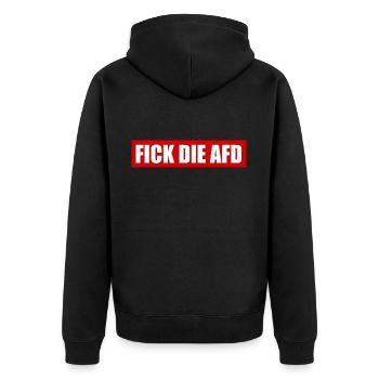 Fick die afd - Unisex Premium Bio Zip Hoodie - Schwarz - Hinten - Nico (187cm)