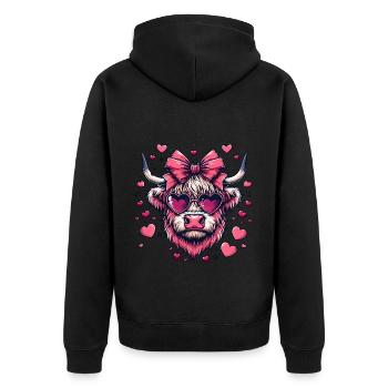 Cow Farmer Funny Farming Cows Animal Farm - Unisex Premium Organic Zip Hoodie - black - Back - Nico (187cm)